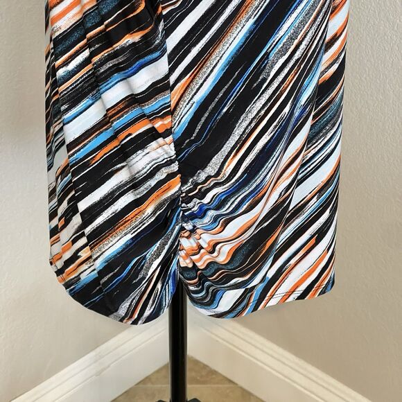 Cato Womens Blouse Sz Medium off-shoulder Striped  Colorful Y2k 2000's Retro - Picture 8 of 14